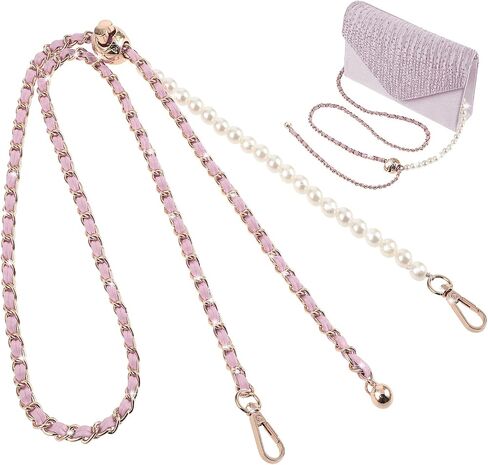 Imitation Pearl Purse Chain Strap, 47 in Adjustable Leather Strap Crossbody Bag Chains Handbag Chain for Shoulder Bag in Saudi Arabia