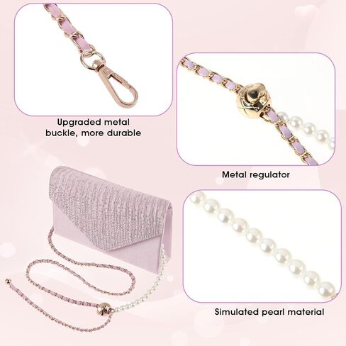 Imitation Pearl Purse Chain Strap, 47 in Adjustable Leather Strap Crossbody Bag Chains Handbag Chain for Shoulder Bag in Saudi Arabia