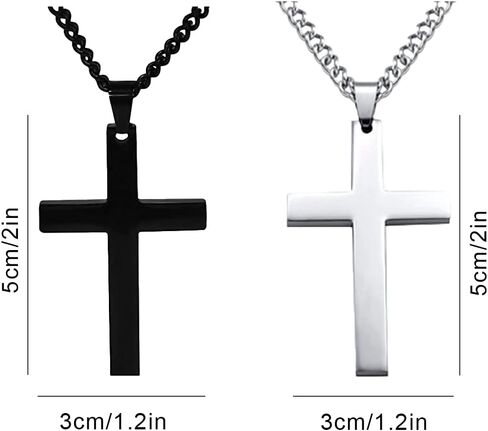 قطعتان من القلادة المتقاطعة مجموعة مطابقة له ولها قلادة زوجين عادي مصقول عبر سلسلة ربط قلادة مجوهرات هدية لمحبي الذكرى السنوية وعد قلادة للرجال والنساء، أسود فضي in Kuwait