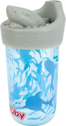 Nuby No Spill 3D Character Sippy Cup with Soft Touch Flo Silicone Top, 12 Ounce, Shark in Saudi Arabia