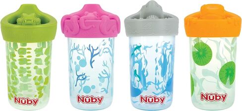 Nuby No Spill 3D Character Sippy Cup with Soft Touch Flo Silicone Top, 12 Ounce, Shark in Saudi Arabia