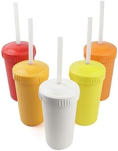 Re-Play Set of 5 Straw Cups with Silicone Straws - Made in USA from Recycled Plastic - Stackable and Easy to Clean - Dishwasher Safe - BPA Free - Raspberry Punch in Saudi Arabia