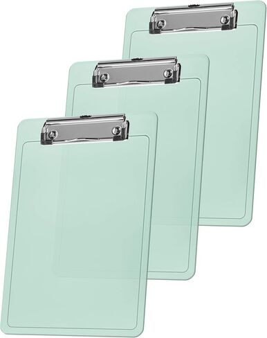 Acrimet Clipboard Memo Size A5 (9 1/4" x 6 5/16") Low Profile Clip (Plastic) (Clear Green Color) (3 Pack) in Saudi Arabia