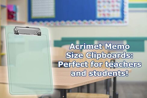 Acrimet Clipboard Memo Size A5 (9 1/4" x 6 5/16") Low Profile Clip (Plastic) (Clear Green Color) (3 Pack) in Saudi Arabia
