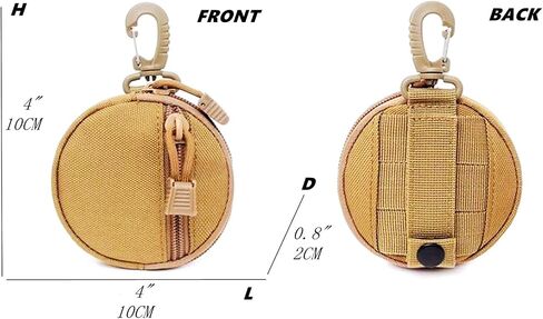 Coin Purchase Keychain,Professional Small Molle Pouch Accessories,Small Round Coin Holder Pouch,Tactical Bag Case as Coin Purse Keychain, Case Wallet, Wireless Headset Pack,Khaki Color. in Saudi Arabia