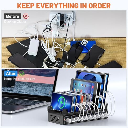 محطة شحن USB، محطة شحن USB متعددة المنافذ 10 منافذ 200 وات QC3.0، محطة شحن متعددة الأجهزة للهواتف الذكية والأجهزة اللوحية وأجهزة USB الأخرى in Kuwait