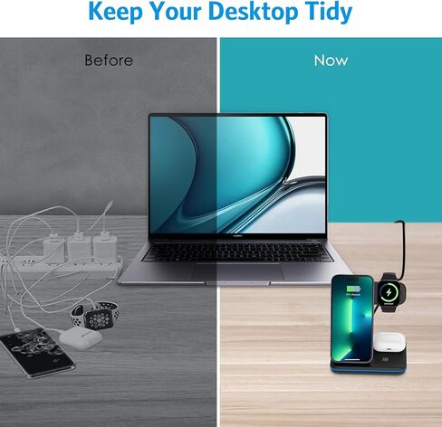 Wireless Charger, Criacr 3 in 1 Wireless Charging Station for Apple iPhone 15/14/13/12/11/Pro/Max/XS/XR/X/8/Plus, iWatch, AirPods 3/2/Pro,Travel Charger for Multiple Devices in Kuwait