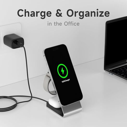 3 in 1 Charging Station 15W Aluminium Charging Station for Multiple Devices Magnetic Wireless Charging Station Magsafe Compatible with iPhone 15 14 13 12 Series Airpods/Watch in Saudi Arabia