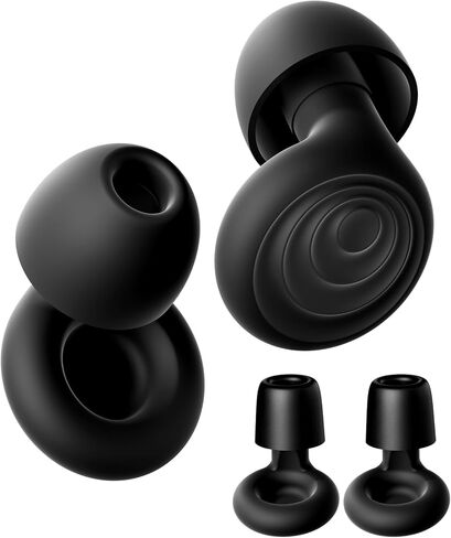Ear Plugs for Sleeping Noise Cancelling, Reusable Soft Noise Reduction Earplugs for Sleep, Focus, Travel, Work, Motorcycle, Concert with 6 Silicone Ear Tips and 6 Foam Ear Tips - 25-35dB Black in Saudi Arabia