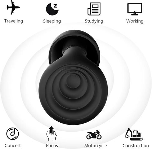 Ear Plugs for Sleeping Noise Cancelling, Reusable Soft Noise Reduction Earplugs for Sleep, Focus, Travel, Work, Motorcycle, Concert with 6 Silicone Ear Tips and 6 Foam Ear Tips - 25-35dB Black in Saudi Arabia