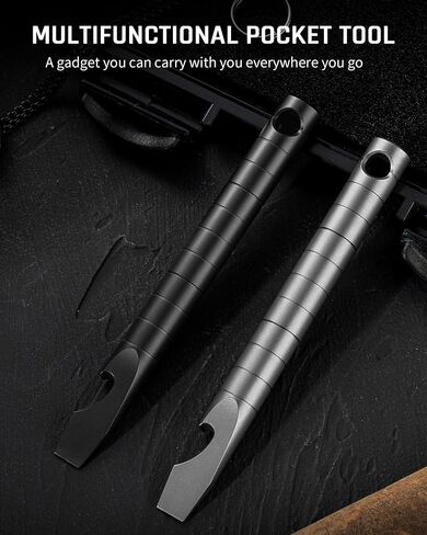 سلسلة مفاتيح TISUR متعددة المهام، أداة قضيب رفع EDC من التيتانيوم مع فتاحة زجاجات/صندوق، مفك براغي مسطح الرأس، مسطرة، هدية عيد الأب للأب (رمادي) in Kuwait