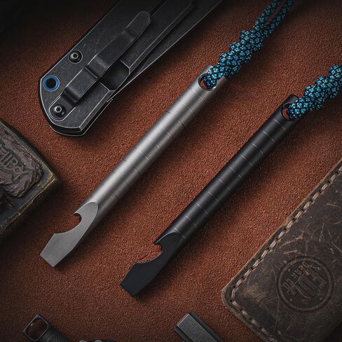 سلسلة مفاتيح TISUR متعددة المهام، أداة قضيب رفع EDC من التيتانيوم مع فتاحة زجاجات/صندوق، مفك براغي مسطح الرأس، مسطرة، هدية عيد الأب للأب (رمادي) in Kuwait