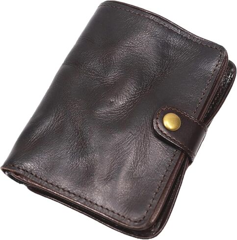 Top Grain Leather Wallet for Men, Rfid Blocking Short Bifold Slim Mens Wallet, Men Thin Billfold Wallet with Card Holder Gift Box (Coffee) in Saudi Arabia
