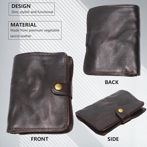 Top Grain Leather Wallet for Men, Rfid Blocking Short Bifold Slim Mens Wallet, Men Thin Billfold Wallet with Card Holder Gift Box (Coffee) in Saudi Arabia