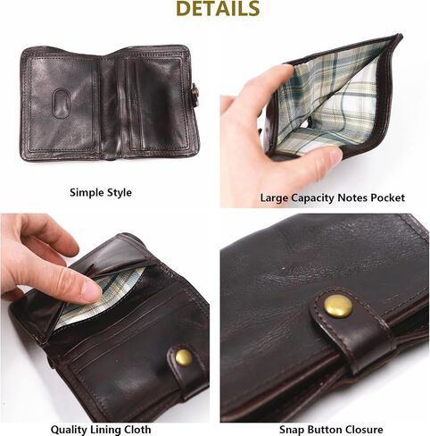 Top Grain Leather Wallet for Men, Rfid Blocking Short Bifold Slim Mens Wallet, Men Thin Billfold Wallet with Card Holder Gift Box (Coffee) in Saudi Arabia