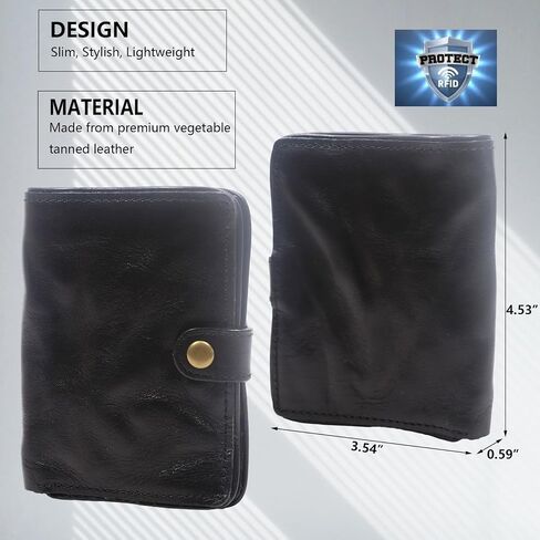 Top Grain Leather Wallet for Men, Rfid Blocking Short Bifold Slim Mens Wallet, Men Thin Billfold Wallet with Card Holder Gift Box (Coffee) in Saudi Arabia
