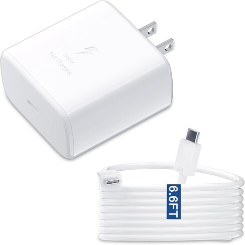 Samsung 45W Super Fast Charger Type C GaN USB C Charger PPS/PD Fast Charging Block & 6.6ft C Cable for Samsung Galaxy S24 Ultra/S24/S24+/S23 Ultra/S23/S23+/S22/S22 Ultra/S22+/Note10/Galaxy Tab, White in Saudi Arabia