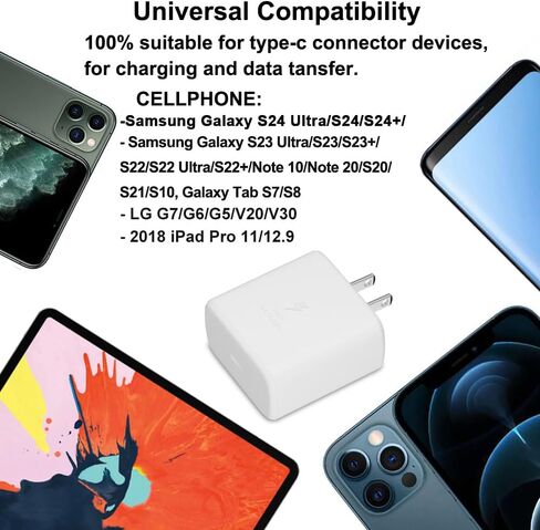 Samsung 45W Super Fast Charger Type C GaN USB C Charger PPS/PD Fast Charging Block & 6.6ft C Cable for Samsung Galaxy S24 Ultra/S24/S24+/S23 Ultra/S23/S23+/S22/S22 Ultra/S22+/Note10/Galaxy Tab, White in Saudi Arabia