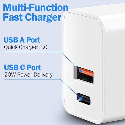 USB C Wall Charger Block,20W Dual Port Cube,Fast Charging Plug Compatible with Apple Watch Series 9 8 7 SE iPhone iPhone 15/15 Pro/15 Pro Max/15 Plus/14/13/12/11 in Saudi Arabia