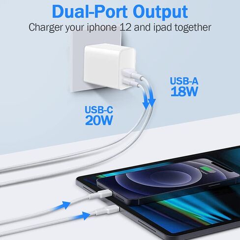 USB C Wall Charger Block,20W Dual Port Cube,Fast Charging Plug Compatible with Apple Watch Series 9 8 7 SE iPhone iPhone 15/15 Pro/15 Pro Max/15 Plus/14/13/12/11 in Saudi Arabia