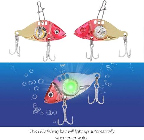 LED Flashing Crankbait, Crankbaits for Bass Fishing, Fishing Lures Underwater Bait Electronic Lures with Treble Hook Fishing Tackle Accessories Slowing Sinking Baits in Saudi Arabia