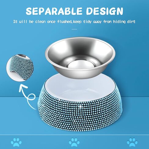 eing Dog Bowls, Stainless Steel Pet Bowls with Bling Rhinestones,Pet Bowls Food Water Feeder with Non-Skid Rubber Base for Puppy Cats Dogs (320ML,1 - Pack, Purple) in Kuwait