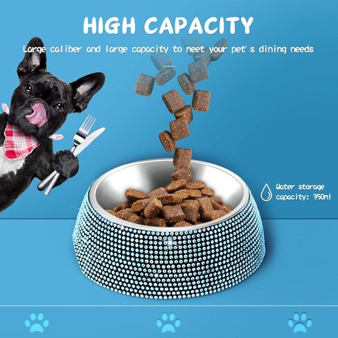 eing Dog Bowls, Stainless Steel Pet Bowls with Bling Rhinestones,Pet Bowls Food Water Feeder with Non-Skid Rubber Base for Puppy Cats Dogs (320ML,1 - Pack, Purple) in Kuwait