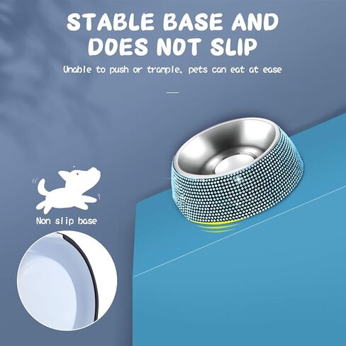 eing Dog Bowls, Stainless Steel Pet Bowls with Bling Rhinestones,Pet Bowls Food Water Feeder with Non-Skid Rubber Base for Puppy Cats Dogs (320ML,1 - Pack, Purple) in Kuwait
