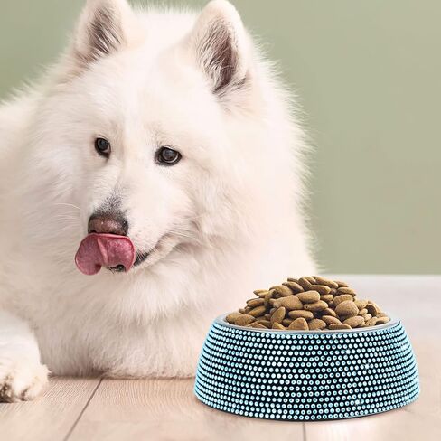 eing Dog Bowls, Stainless Steel Pet Bowls with Bling Rhinestones,Pet Bowls Food Water Feeder with Non-Skid Rubber Base for Puppy Cats Dogs (320ML,1 - Pack, Purple) in Kuwait