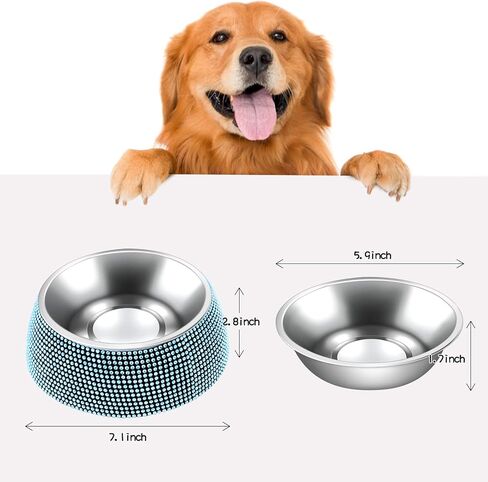 eing Dog Bowls, Stainless Steel Pet Bowls with Bling Rhinestones,Pet Bowls Food Water Feeder with Non-Skid Rubber Base for Puppy Cats Dogs (320ML,1 - Pack, Purple) in Kuwait