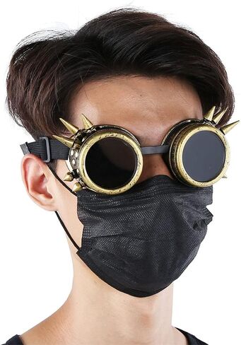 VGEBY Spiked Steampunk Goggles,Vintage Spiked Steampunk Goggles Cosplay Glasses Double Layer Windproof Arm Supports Arm, Hand & Finger Supports (Bronze) in Saudi Arabia