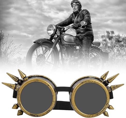 VGEBY Spiked Steampunk Goggles,Vintage Spiked Steampunk Goggles Cosplay Glasses Double Layer Windproof Arm Supports Arm, Hand & Finger Supports (Bronze) in Saudi Arabia