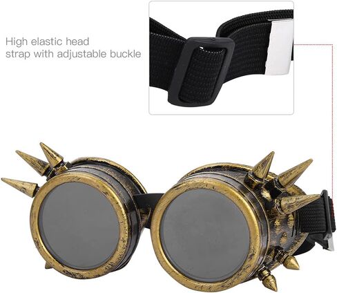 VGEBY Spiked Steampunk Goggles,Vintage Spiked Steampunk Goggles Cosplay Glasses Double Layer Windproof Arm Supports Arm, Hand & Finger Supports (Bronze) in Saudi Arabia