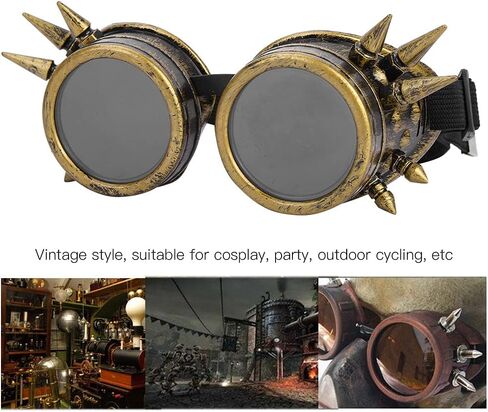 VGEBY Spiked Steampunk Goggles,Vintage Spiked Steampunk Goggles Cosplay Glasses Double Layer Windproof Arm Supports Arm, Hand & Finger Supports (Bronze) in Saudi Arabia