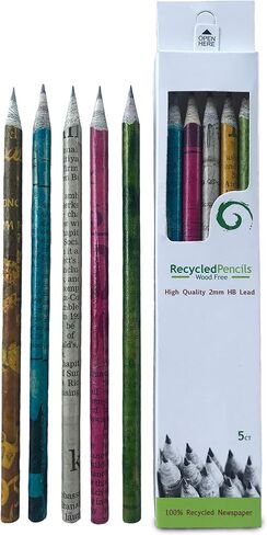 earthbound CREATIONS Eco-friendly Wood & Plastic Free Handmade Rainbow Recycled Paper #2 HB Pencils For School and Office Supplies, Pre-sharpened, Pack (10) in Saudi Arabia