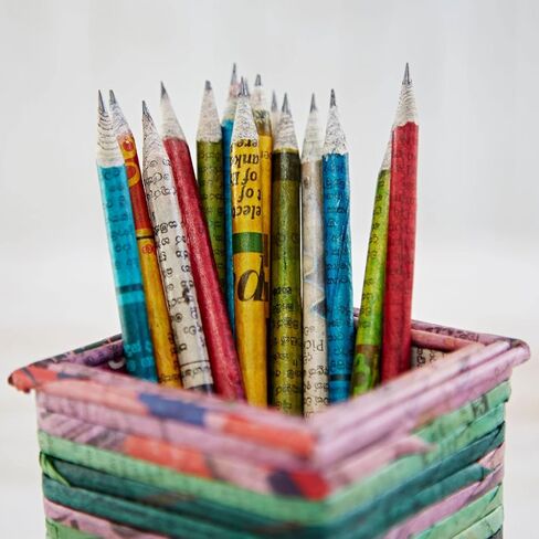 earthbound CREATIONS Eco-friendly Wood & Plastic Free Handmade Rainbow Recycled Paper #2 HB Pencils For School and Office Supplies, Pre-sharpened, Pack (10) in Saudi Arabia