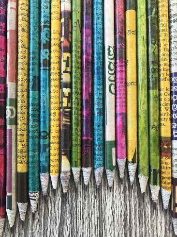 earthbound CREATIONS Eco-friendly Wood & Plastic Free Handmade Rainbow Recycled Paper #2 HB Pencils For School and Office Supplies, Pre-sharpened, Pack (10) in Saudi Arabia