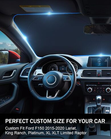 Sun Shade Front Windshield Compatible with Ford F150 2024-2021 Custom Fit for F-150 Lariat, King Ranch, Platinum, XL XLT Limited Raptor 2024 2023 2022 2021 Car Window Sunshade Cover Sun Visor in Saudi Arabia