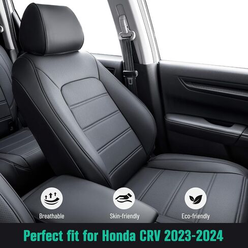 غطاء مقعد DiffCar® بتغطية كاملة لسيارة Honda CRV مناسب خصيصًا لـ 2023 2024 LX EX EX-L Sport Touring Sport-L (متضمن هجين) مصنوع من ملحقات داخلية للسيارة باللون الأسود، مجموعة كاملة لسيارة CR-V in Kuwait