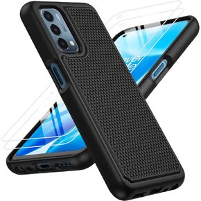 JXVM for OnePlus Nord N200 5G Case: Dual Layer Protective Heavy Duty Cell Phone Cover Shockproof Rugged with Non Slip Textured Back - Military Protection Bumper - 6.49inch (Black Black)