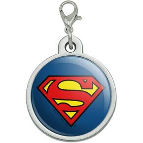 Superman Classic S Shield Logo Chrome Plated Metal Pet Dog Cat ID Tag