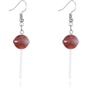 Round Lollipop Earrings Resin Funny Handmade Lightweight Candy 80s 90s Food Dangle Drop Earrings Valentines Day Jewelry Gifts for Women Girls