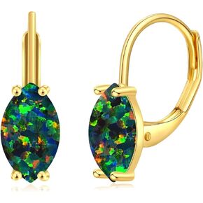 CiNily Marquise Opal Leverback Dangle Earrings for Women Girls Hypoallergenic 14K Gold Plated Hanging Lever Fashion Earrings for Sensitive Ears, Weddings Birthday Party Jewelry Gifts