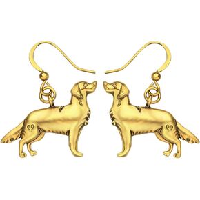 Alloy Cute Golden Retriever Dog Earrings Dainty Dangle Drop Pet Jewelry For Women Girls Ladies Vintage Gifts