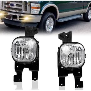 Fog Lights Assemblies Compatible With 2008 2009 2010 Ford F-250 F-350 F-450 F-550 Super Duty, 1 Pair Bumper Driving Fog Lamps With H10 12V 42W bulbs(Clear Lens)