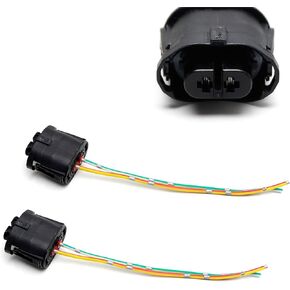 iJDMTOY Pair OE-Spec 2-Pin H11 H8 Female Fog Light Connector Plugs with Lead Pigtails, Compatible with BMW/Mini Lighting Replacements