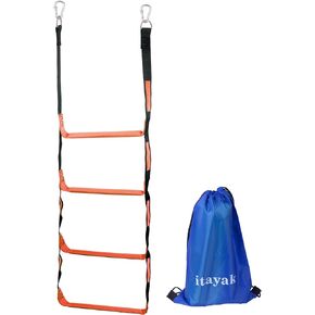 Boat Rope Ladder, 4 Step Heavy Duty 880lbs Strength Climbing Marine Rope Ladder with Reinforced Steps, Perfect for Inflatable Boat, Kayak, Motorboat, Canoeing