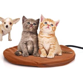Pet Heating Pad Small for Kittens Cats Dogs Waterproof Electric 7 Level Adjustable Temperature Pet Bed Warmer Blanket with Chew Resistant Cord Soft Removable Cover (Coffee)