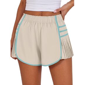 Caracilia Womens Workout Shorts Flowy Pleated Athletic Running Skort 2024 Trendy Summer Clothes