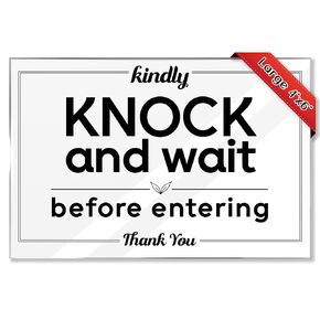 Airbnb Essentials for Hosts -Entry Reminder: Kindly Knock and Wait Before Entering - 4x6 Acrylic Sign w/Mounting Tape - Door Entry Etiquette Notice for Rental Home, Office, Hotel - Entry Request Sign
